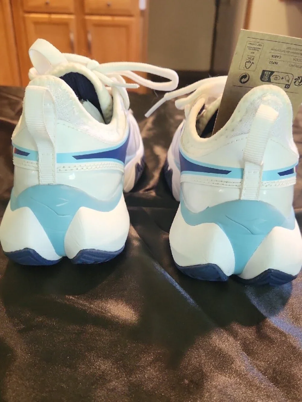 Diadora White and Blue Athletic Tennis Court Shoes